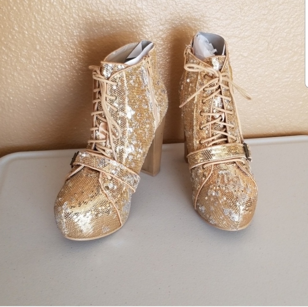 Gold Sequins Boots Bucco Capensis - Picture 7 of 8